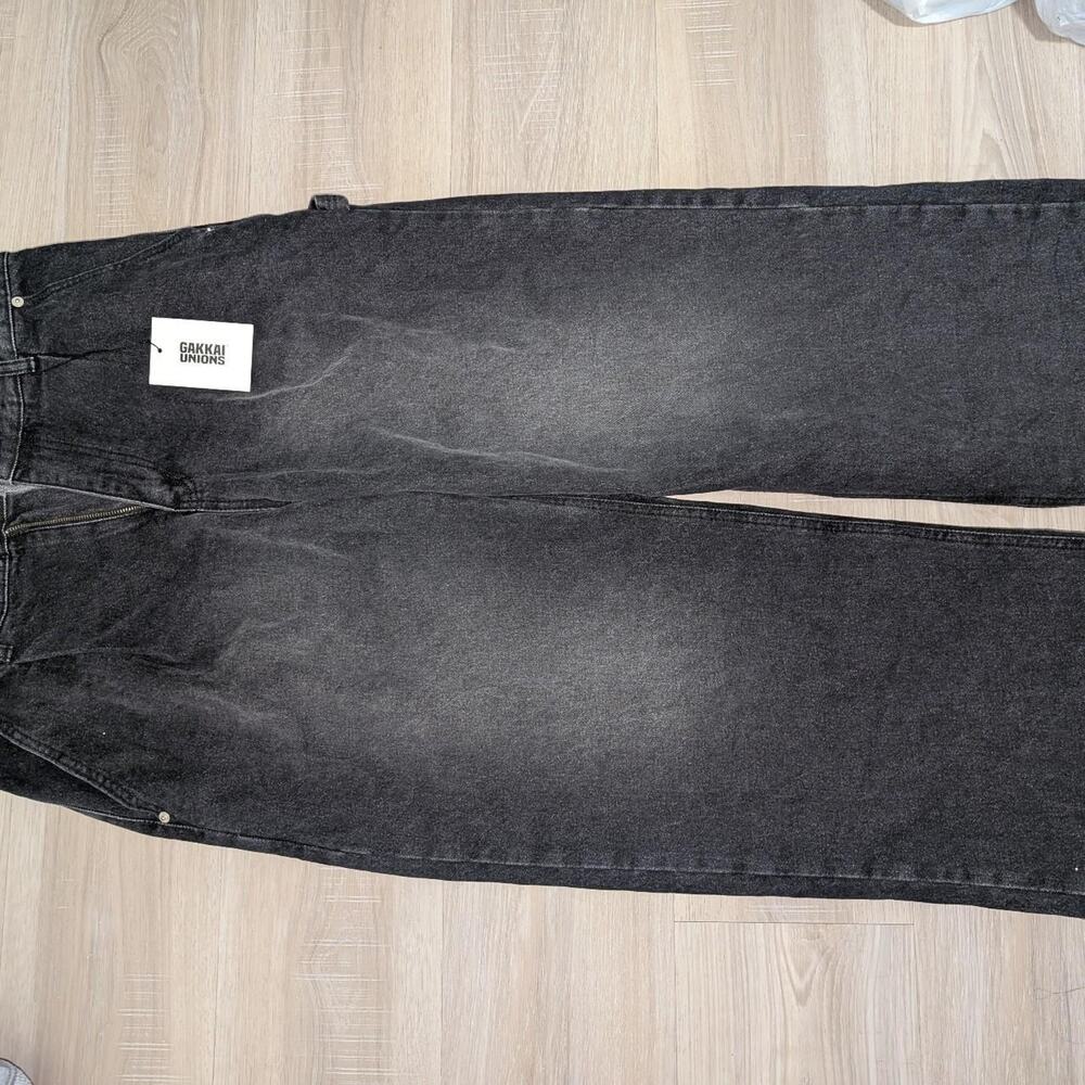 Gakkai Union Black Baggy Balloon Denim Jeans Brand New With Tags Size L - Picture 2 of 5